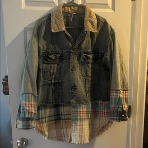 Denim and Plaid Patchwork Jacket